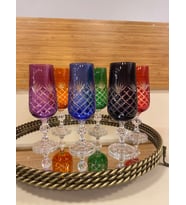 KAHVE YANI BARDAK 6'LI BOHEMIA KRİSTAL RENKLİ 180 ML
