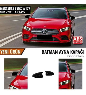 Mercedes W177 A Serisi Yarasa Ayna Kapağı Batman Parlak Siyah Piano Black