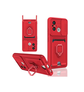 Pilelistore   Xiaomi Redmi 12C Kılıf Zuma Kartvizitli Yüzüklü Silikon - Kırmızı