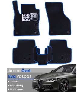 ALFA ROMEO GİULİA (2016-2024) Uyumlu EVA Paspas Tam Set–Araca Özel,Kolay Montaj,Su Geçirmez