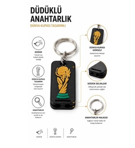 Hem Anahtarlık Hem Düdük! Dünya Kupası Temalı Siyah Şık Tasarım