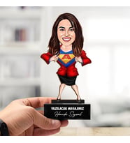Kişiye Özel Süper Kahraman Kadın Karikatürlü Biblo
