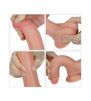Çift Katmanlı Platinyum Silikon Realistik Dildo 18 cm