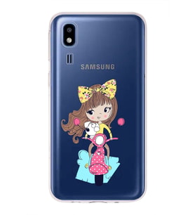 Samsung Galaxy A2 Core Uyumlu Kapak Vespagirl Tasarımlı Şeffaf Silikon Kılıf