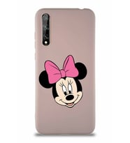 Huawei Y8P Soft Premier Kapak Minnie Mouse-C Tasarımlı Silikon Kılıf - Pudra (Şeffaf)