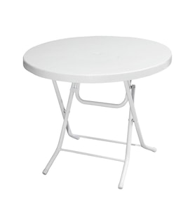 Omnipazar MT-GFM206 Luce Plastik Yuvarlak Katlanır Bahçe Balkon Masa Ø85 cm Beyaz