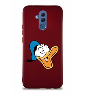 Huawei Mate 20 Lite Soft Premier Kapak Donald Duck-E Tasarımlı Silikon Kılıf - Mürdüm (Şeffaf)
