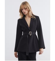 LCW Vision Siyah Beli Kemerli Kadın Blazer Ceket