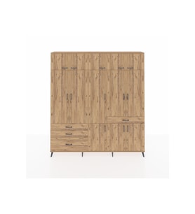 Arges Gardrop 8 Raflı 4 Çekmeceli 3 Askılı 220x30x243 Çam-Çam