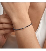14 Ayar Altın Kaplama Gümüş Sodalit Doğal Taş Bileklik Ortası Taşlı Top Detaylı 2,30 mm Zarif Bileklik
