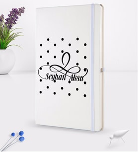 BK Gift Kişiye Özel İsimli Beyaz Termo Deri Defter 16x24cm Model 4