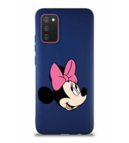 Samsung Galaxy A02S Soft Premier Kapak Minnie Mouse-A Tasarımlı Silikon Kılıf - Lacivert (Şeffaf)