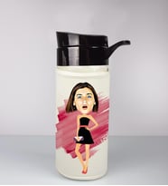 Kişiye Özel Karikatür Tasarım Özel Koruma Kılıflı Cam Matara 96049