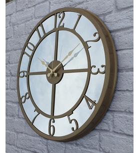 Markakanvas Metal  AYNALI Duvar Saati  ( Çap 50 cm -Çap 80 cm ) (Altın)