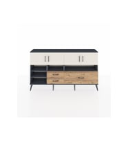 Arges Konsol 8 Raflı 3 Çekmeceli 4 Kapaklı 176x30x99 Antrasit-Aytaşı/Çam
