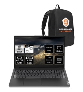 Lenovo V15 G4 i7 1355U Notebook 40GB RAM 4TB SSD 15.6" FHD FreeDOS + Per4 Çanta 83A100KXTRP325