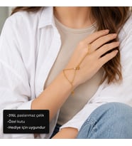 Clovera Élégance Hand Chain Dört Yapraklı Yonca ve Zirkon Taş Detaylı Şahmeran Bileklik