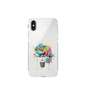 iPhone X ile Uyumlu Splash Bukalemun Tasarımlı Şeffaf Silikon Kılıf