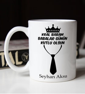 BK Gift Kişiye Özel İsimli Babalar Günü Temalı Beyaz Kupa Bardak-25, Babalar Günü Hediyesi, Babaya Hediye