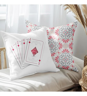 eJOYA İskambil Tasarımlı 2'li Yastık İçi Ve Kırlent Kılıfı 45cm 113560