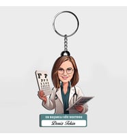 Karikatürlü - Bayan Göz Doktoru İsimli Anahtarlık