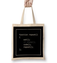 Programmer's Life Eat Sleep Code Repeat Bez Çanta Uzun Saplı