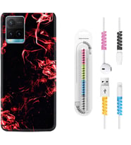 Vivo Y11S Y21S Y20 Y20S Y70 Kılıf Kablo Koruma Spiral Silikon Red Smoke 1745