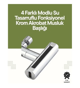 Mey İthalat® Krom Musluk Başlığı 4'ü 1 Arada Su Çıkışı Kolay Montajlı