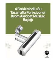 Mey İthalat® Krom Musluk Başlığı 4'ü 1 Arada Su Çıkışı Kolay Montajlı
