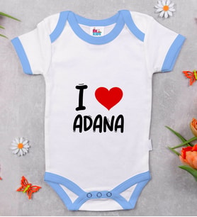 BK Kids I Love Adana Tasarımlı Mavi Bebek Body Zıbın - Model 1