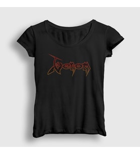 Presmono Kadın Siyah Logo Venom T-Shirt 121987tt
