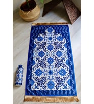 Taşınabilir İpek Dokulu Keseli Seccade S1031 Lacivert Renk