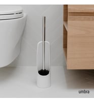 Touch Tuvalet Fırçası Açık Arkalı Gizli Tutuculu – Dayanıklı, İnce, Plastik ve Metal Klozet Temizleyici, Kauçuk Kaplamalı – Yumuşak ve Yoğun Fırça Kılları – Tüm İnatçı Lekeleri Çıkarır, Beyaz