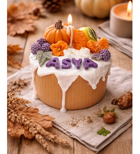 Mumelia Candles Doğum Günü Pastası Sonbahar Temalı - Doğal Soya Dekoratif Hediyelik Mum