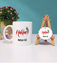 Hakim Kupa Bardak ve Anahtarlık İsme Özel Hediye (Beyaz)
