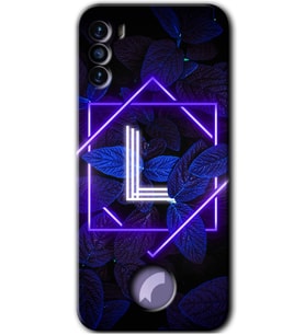 Reeder S19 Max Pro S Kılıf HD Desen Baskılı Arka Kapak - Dark Neon Yaprak L Harfi