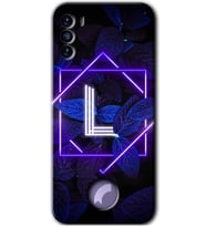 Reeder S19 Max Pro S Kılıf HD Desen Baskılı Arka Kapak - Dark Neon Yaprak L Harfi