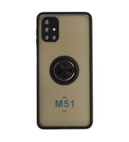 Samsung Galaxy M51 Kılıf Montreal Yüzüklü Silikon Kapak - Siyah