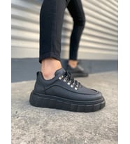 İnex Cloud Bağcıklı Cilt Erkek Günlük Sneaker Ayakkabı - Siyah