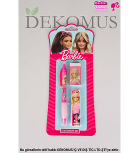 DEKOMUS İLE LİSANSLI BARBIE VERSATİL UÇLU KALEM , SİLGİ VE 0.7 MM UÇ SETİ
