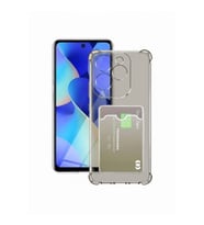 Teknomoda Tecno Spark 20 PRO Kılıf Kartlıklı Anti Şok Korumalı Şeffaf Silikon (KJ6) (Füme)
