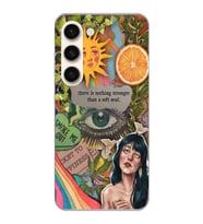 Samsung Galaxy S23 Uyumlu Vintage Kolaj Desenli Şeffaf Telefon Kılıfı
