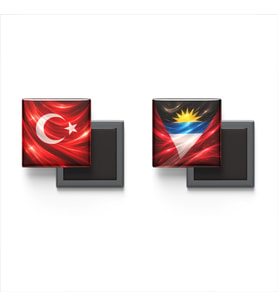 Buzdolap Magnetleri - Antigua ve Barbuda Bayrağı ve Türk Bayrağı - 2'li Set Magneti