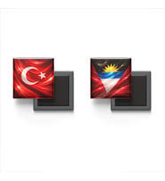 Buzdolap Magnetleri - Antigua ve Barbuda Bayrağı ve Türk Bayrağı - 2'li Set Magneti