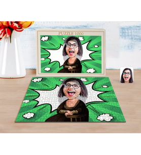 BK Gift Kişiye Özel Mona Lisa Karikatürlü 1000 Parça Profesyonel Puzzle-1