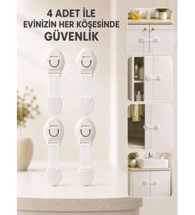 4 Adet Çok Amaçlı Çocuk Güvenlik Kilidi Dolap, Çekmece ve Gardırop İçin