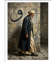 Yaşlı Adam Duvar Ve Vav Yazısı Dekoratif Kanvas - Mdf Ahşap Tablo