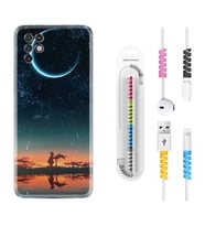 INFINIX Note 11 Pro Note 10 Hot 9 Play Kılıf Kablo Koruma Spiral Silikon Ay ve Kız 1720