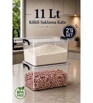 2'li Set 11 Lt Kilitli Un Bakliyat Erzak Saklama Kabı Çok Amaçlı Düzenleyici Oyuncak Deterjan Kutusu