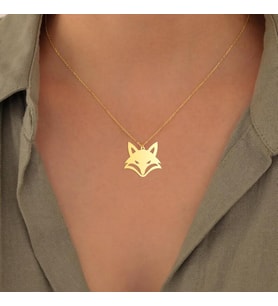 Kişiye Özel 925 Ayar Gümüş Kurt Figürlü Kolye (Gold)
